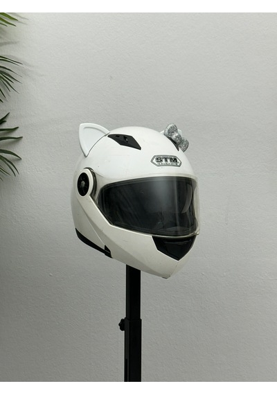 Motor & Motosiklet Hologram Fiyonklu Beyaz Kedi Kulak Kask Dış Aksesuarı Diğer