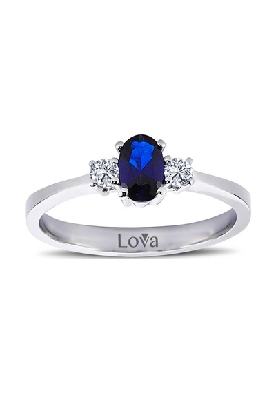 Lova Pırlantalı Oval Safir Yüzük - 1030161
