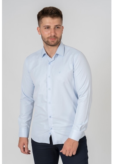 White Stone Verona Pamuklu Regular Fit Düz Gömlek Buz Mavisi