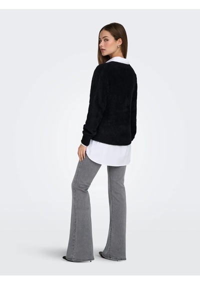 Only Onlella Piumo Ls Cardigan Knt Kadın Ceket 15259564 Siyah