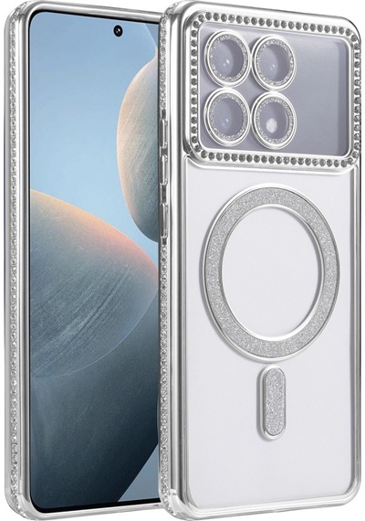 Xiaomi Poco X6 Pro Uyumlu Joke Simli Magneticsafe Kılıf - Gümüş