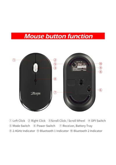 F-11 Üç Modlu Mini Kablosuz Bluetooth 2.4g 2400 Dpı Mouse