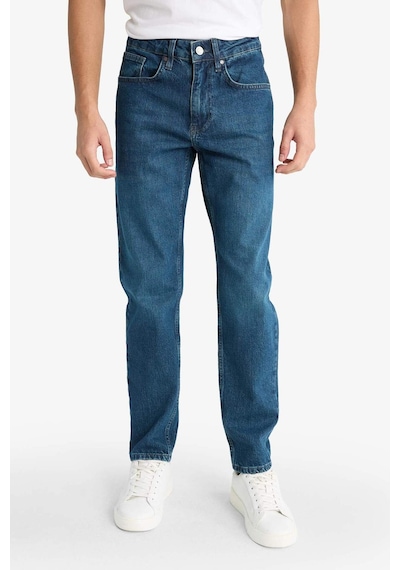 Defacto Slim Tapered Fit Dar Kalıp Normal Bel Daralan Paça Jean Pantolon G1307ax25aunm34 Mavi