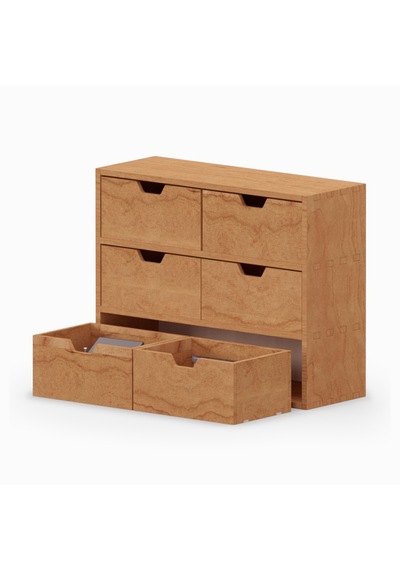 Desna Üç Katlı Altı Çekmeceli Dolap - Kiraz 34 Cm Uzunluk X 12.1 Cm Derinlik X 27.2 Cm Woodsaka Doğal Ahşap