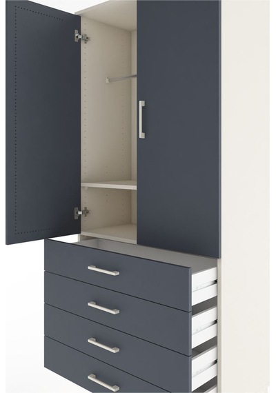 Hyperion Dolap 2 Raflı 4 Çekmeceli Tek Askılı 88x44x195 Aytaşı-antrasit Aytası
