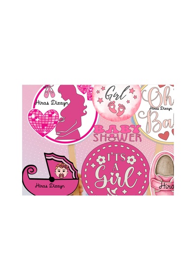 Pembe Kız Bebek Baby Shower Konuşma Balonu Seti 8 Adet Büyük Boy