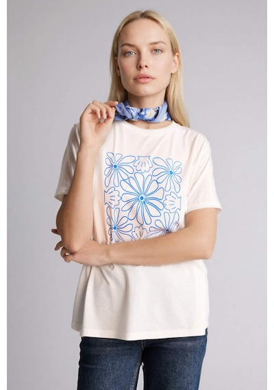 Defacto Baskılı Ekru Kadın T-shirt H2448ax/er105