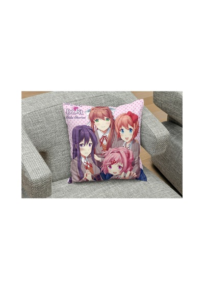 Doki Doki Literature Club Desenli Kare Yastık Kılıfı Çok Renkli