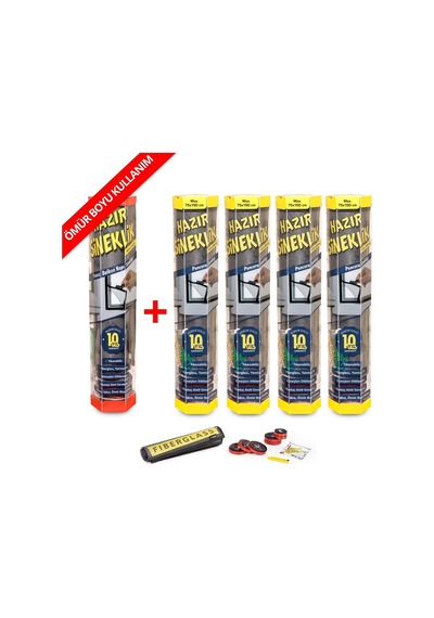 Hazır Sineklik 4 Pencere + 1 Kapı | 5 Li Paket