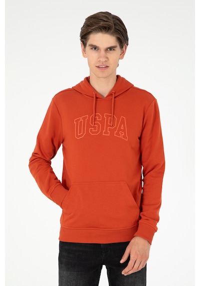 U.S. Polo Assn. Erkek Regular Fit Kapüşonlu Kiremit Basic Sweatshirt 50295175-VR031