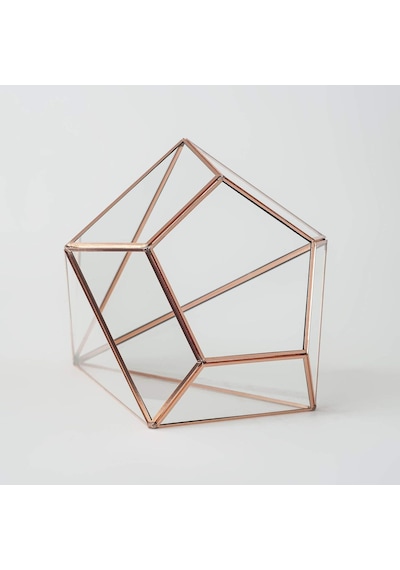 26x21x21cm Bakır Rose Gold Geometrik Teraryum Cam Fanus Aksesuar Çikolata Kutusu