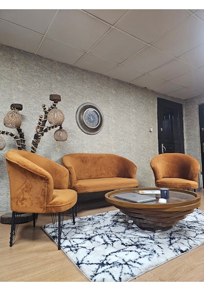 Zafir Teddy Takım Siyah Boyalı Telli Ayak Çay Seti Koltuk - Berjer , Balkon, Salon, Ofis Kiremit Zafir Teddy Takım Siyah Boyalı Telli Ayak Çay Seti Koltuk - Berjer , Balkon, Salon, Ofis Kiremit