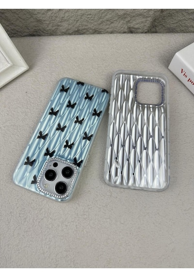 Apple Uyumlu iPhone 11 Fiyonk Desenli Sararmaz Sert Mika Premium Kalite Telefon Kılıfı Arka Kapak Mavi