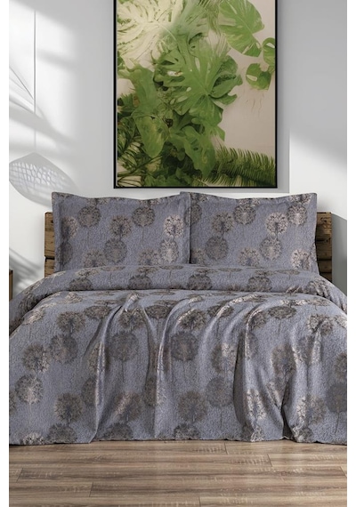 Ares 3 Parça Çift Kişilik Pike Takımı 230x250 Gri Gri
