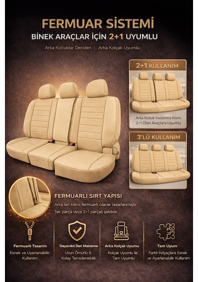 Hyundai Accent Era 2006-2011 Uyumlu Colorline Elegance Deri Bej Koltuk Kılıfı