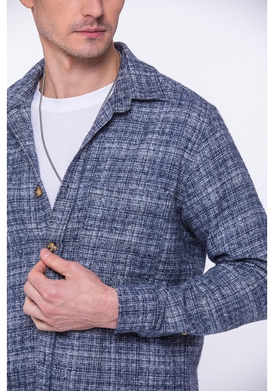 Oversize Oduncu Yumuşak Dokulu %100 Cotton Hediye Kutulu Erkek Gömlek Fs-002168 - Lacivert-1745