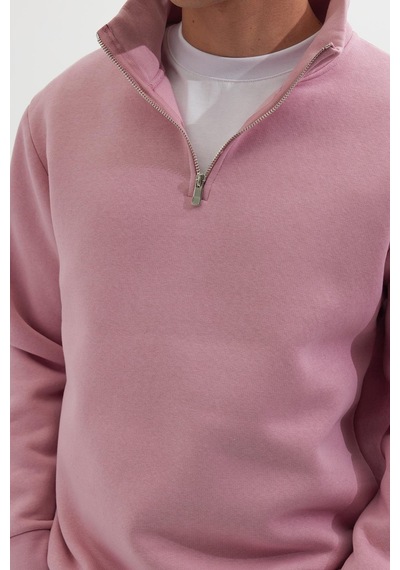 Tudors Unisex Relax Fit Rahat Kesim Pamuklu İçi Polarlı Yarım Fermuarlı Lila Dik Yaka Sweatshirt-35168 Lila Tudors Unisex Relax Fit Rahat Kesim Pamuklu İçi Polarlı Yarım Fermuarlı Lila Dik Yaka Sweatshirt-35168 Lila