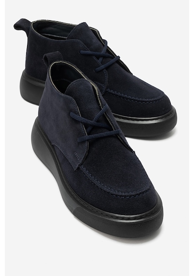 Luvi Shoes Lılya Lacivert Süet Hakiki Deri Kadın Chukka Bot