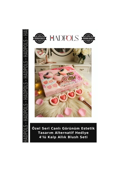Özel Seri Canlı Görünüm Estetik Tasarım Alternatif Hediye 4'lü Kalp Allık Blush Seti Çok Renkli