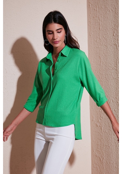 Lela Arkası Uzun Truvakar Kol Bayan Gömlek 5865596 Benetton
