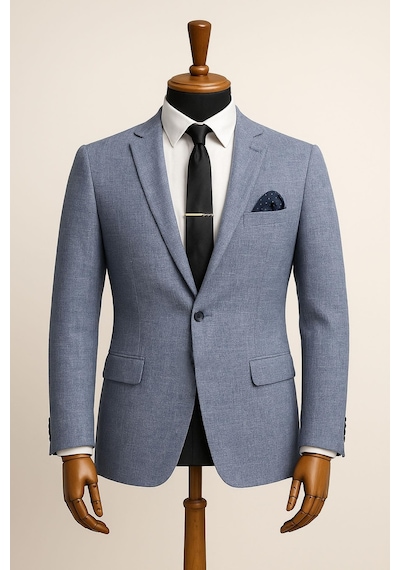 Fabio Cassani Erkek İtalyan Kesim Tek Düğmeli Blazer Ceket Klasik Ve Modern Şıklık Açık Mavi Fabio Cassani Erkek İtalyan Kesim Tek Düğmeli Blazer Ceket Klasik Ve Modern Şıklık Açık Mavi