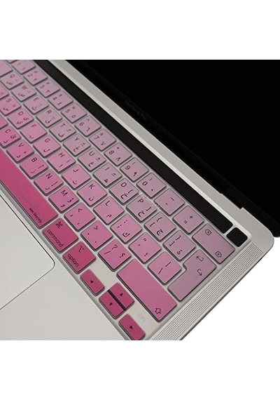 Macbook Pro Arapça Klavye Koruyucu Uk Iso Ters L Enter A2338 M1 M2 A2251 A2289 A2141 Uyumlu Silikon Keyboard Cover Touch Bar Pembe 02058309