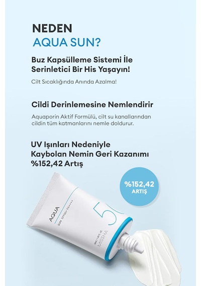 Missha Su Bazlı Nemlendirici Güneş Koruyucu Jel All Around Safe Block Aqua Sun Gel Spf50+/PA++++ 50 ML