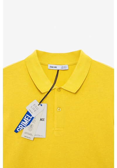 Grimelange SKYLOOM Erkek %100 Pamuk Kısa Kollu Regular Fit Sarı Polo Yaka T-shirt