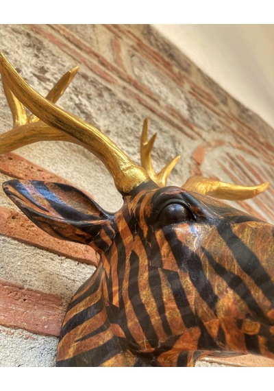 Geyik Duvar Bust Biblo Desenli