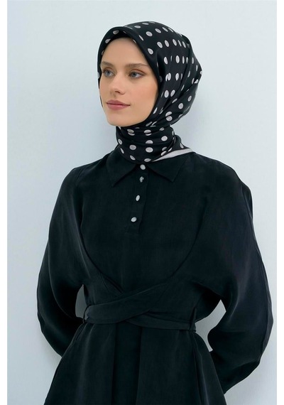 Armine İpek Eşarp 2026 Yaz - 9544-50 Siyah Taş Twill Siyah - Taş Rengi