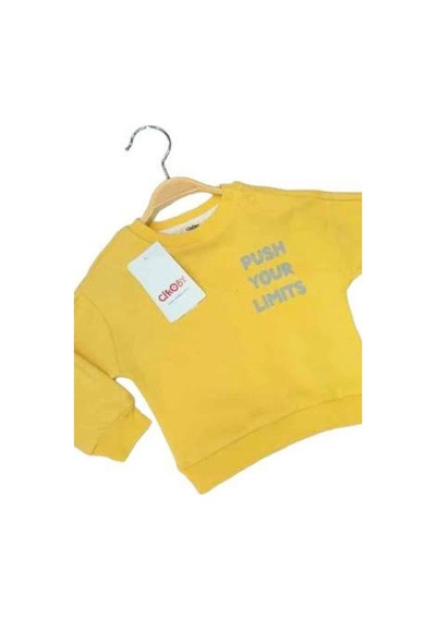 Çikoby Erkek Bebek Your Limits Yazılı Sweatshirt-13681 Sari