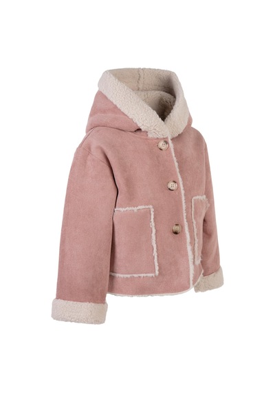 Civil Girls Düğmeli Süet 2-5 Yaş Mont - Pembe Gülkurusu