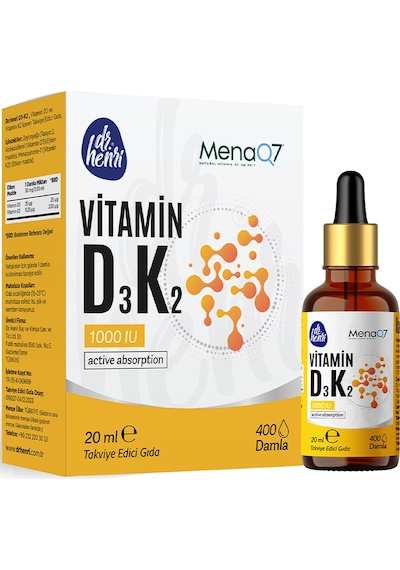 Dr. Henri D3 K2 Vitamini İçeren Takviye Edici Gıda 20 ML