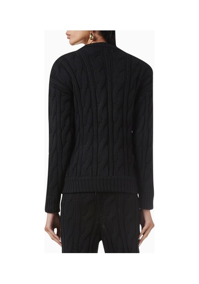 Rowen Rose Roundneck Sweater, Lüks Yün Örgü Rahat Ve Zamansız Triko Siyah