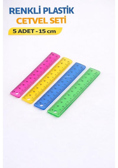 Lexroo Renkli Plastik Cetvel Seti 15 Cm 5 Adet Şeffaf, Dayanıklı Ve Net Ölçüm