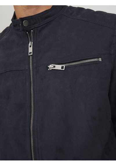 Jack & Jones Erkek Rocky Deri Ceket Lacivert - Siyah
