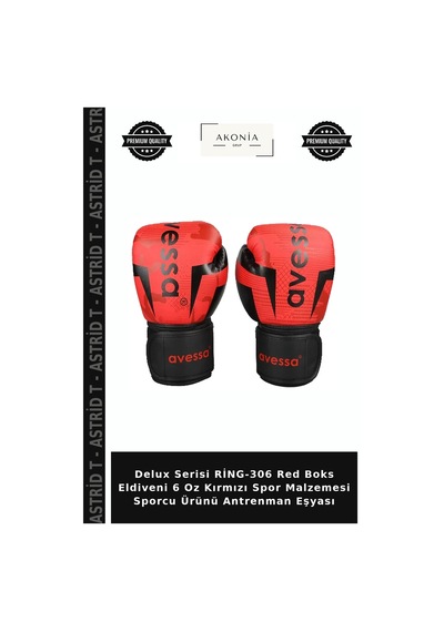 Delux Serisi Ring-306 Red Boks Eldiveni 6 Oz Kırmızı Spor Malzemesi Sporcu Ürünü Antrenman Eşyası