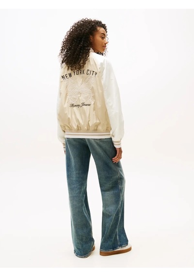 Tommy Hilfiger Tjw Souvenır Bomber Krem Kadın Bomber Ceket