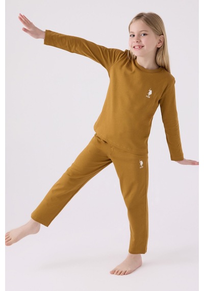 U.s. Polo Assn Kız Çocuk Kahverengi Pijama Takımı Us1668-c-v5 Kahverengi