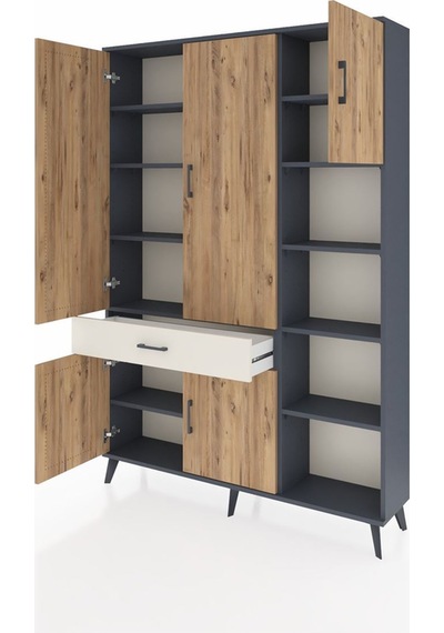 Arges Dolap 10 Raflı Tek Çekmeceli 5 Kapaklı 132x30x195 Antrasit-çam/aytaşı Atlas Çam/aytası Arges Dolap 10 Raflı Tek Çekmeceli 5 Kapaklı 132x30x195 Antrasit-çam/aytaşı Atlas Çam/aytası