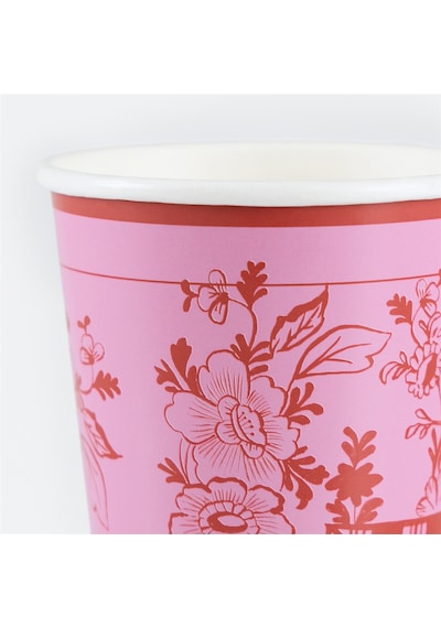 Meri Meri - Pembe Vintage Botanik Bardaklar - 8 Adet