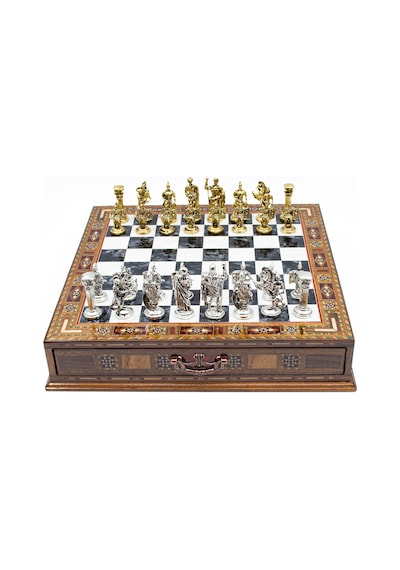 Saklamalı - 370 - Satranç Roma Oymalı Sc38s - 38cm, Siyah Tahta - Muratech - - Sc38s