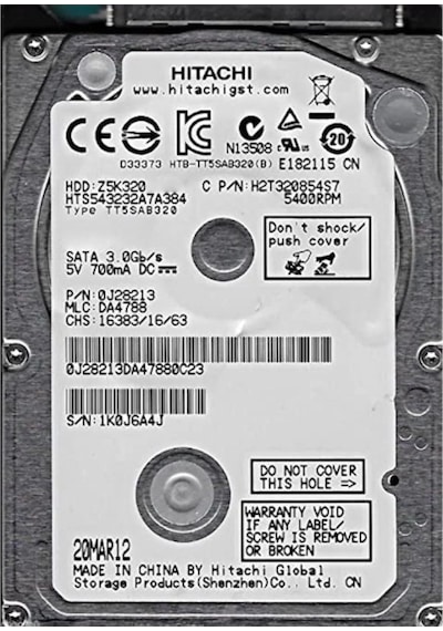 Hitachi Z5K320 2.5" 320 GB 5400 RPM SATA 3 Notebook HDD