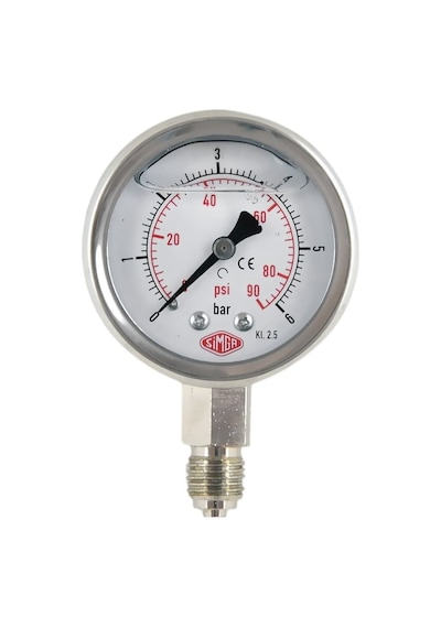 Simga 0-10 Bar Çap Ø63 MM ALTtan Bağlantılı Gliserinli Manometre