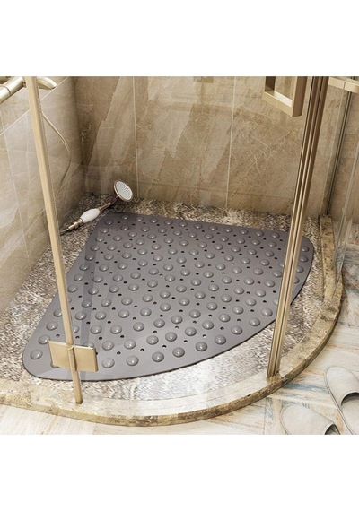 Mainshop Paspas Banyo Duş Küvet Için Vantuzlu Su Drenajlı 54x54 Cm M-163 Gri
