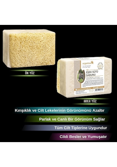Organicsun Doğal Kabak Lifli Eşek Sütü Sabunu 120 Gr X 3 Adet Tüm Cilt Tipleri İçin Kırışıklık Ve Yaşlanma Karşıtı B Ve E Vitaminli Diğer