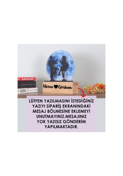 Led Işıklı Pleksi Dolunay Kişiselleştirilebilir Dekoratif Biblo Date Sevgili Anahtar Askılığı Mavi - 737330846