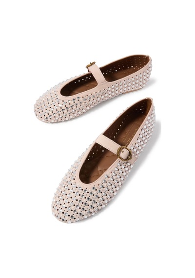 Kurt Geiger Mayfair Süet Kristal Taşlı Lüks Tasarım Kadın Babet Pembe 40