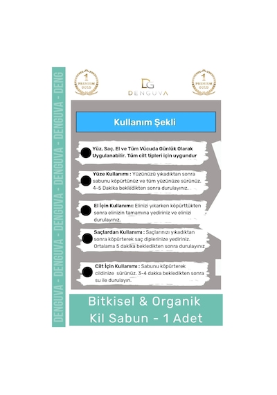 Özel Üretim %100 Doğal Güzel Kokulu El Yüz Saç Vücut Cilt Orijinal Kil Sabunu - 1 Adet