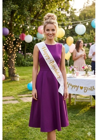 Kuşak Saten Happy Birthday Beyaz Üzeri Altın Baskılı Doğum Günü Tüm Yaşlar
